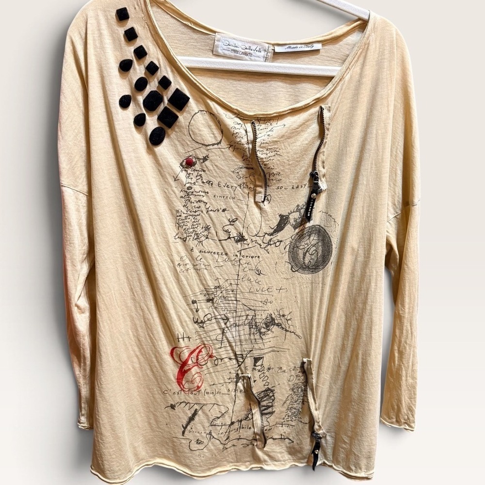 Elisa Cavaletti Daniela Dallavalle Beige Lagenlook Zip Long Sleeve Top Italy - Picture 4 of 11